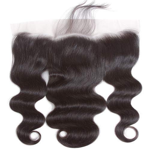 Product Cover Lace Frontal Body Wave Closure Free Part 13x4 Ear To Ear Lace Frontal with Baby Hair Knots Can Be Bleached,Brazilian Virgin Remy Human Hair Frontal Natural Color (8 Frontal)