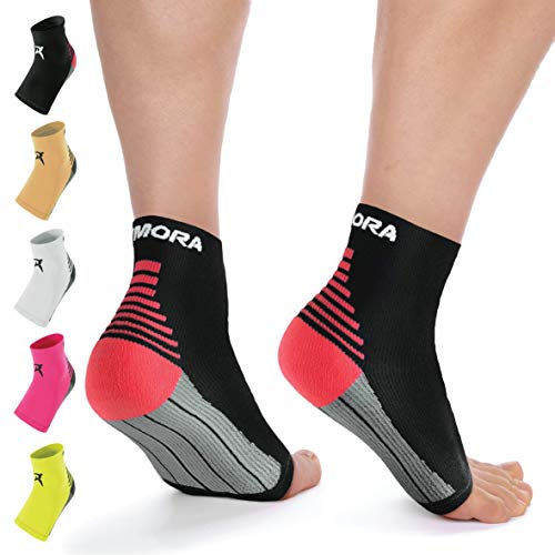Product Cover Rymora Plantar Fasciitis Sock Foot Compression Sleeves for Men/Women (Pair, Black, XL)