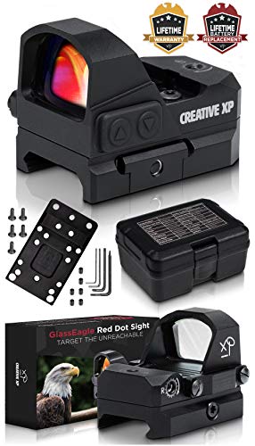 Product Cover CreativeXP HD Red Dot Sights for Pistol 3 MOA - Tactical Reflex Sight for Day & Night Time - Easy to Zero on a Glock or Rifle - B0NUS Glock Mount Plate, Lifetime Battery Replacement