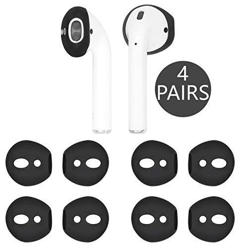 Product Cover IiEXCEL Fit in Case Eartips for AirPods, 4 Pairs Replacement Super Thin Slim Silicone Earbuds Ear Tips Covers Skin Accessories for Apple AirPods 1 AirPods 2 (Fit in Charging Case) Black