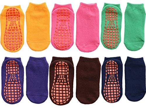Product Cover Toddler Socks Anti Skid Slip Socks Grip Socks For Toddler and Infants With 6 Packs (Sock Size 7.5-9.5(4-9Years), H) ...