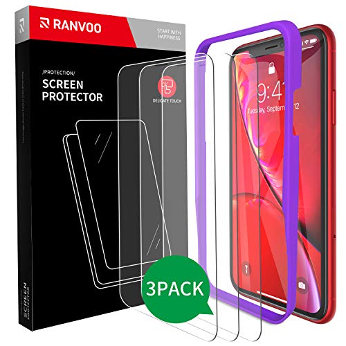Product Cover [3 Pack] RANVOO iPhone XR Screen Protector Tempered Glass 9H [Anti-Scratch] [Anti-Fingerprint] 3D Touch Screen Protector for iPhone XR (2018) 6.1 Inch