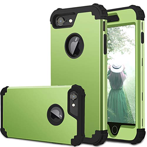 Product Cover iPhone 7 Case, iPhone 8 Case, Fingic 3 in 1 Heavy Duty Protection Hybrid Hard PC & Soft Silicone Rugged Bumper Anti Slip Full-Body Shockproof Protective Case for Apple iPhone 7/8 4.7 inch, Lime Green