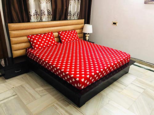 Product Cover Magnetic Shadow Abstract Hearts Polycotton King Size Elastic Fitted Bedsheets (red)