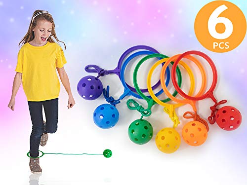 Product Cover Skip Jump Rope - Pack of 6 - Variety Colors - Best Swing Ball Set Game for Boys Girls and Kids. Fun Excercise, Coordinate, Balance, Fitness, Active and Smile. Play Indoor and Outdoor (6 SwingBalls)