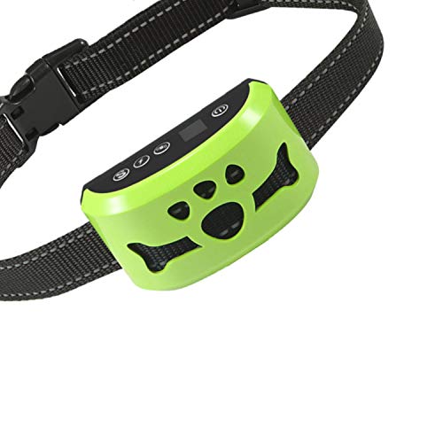 Product Cover Dog No Bark Collar with Smart Detection Vibration and Harmless Shock- Rechargeable Anti Barking Device for Small Medium and Large Dog (Green)
