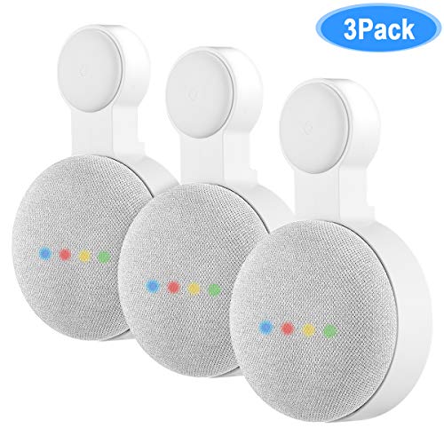 Product Cover Outlet Wall Mount Holder for Google Home Mini, Invisible Outlet Socket Wall Mount for Google Home Mini Voice Assistant Speaker (White, 3 Pack)