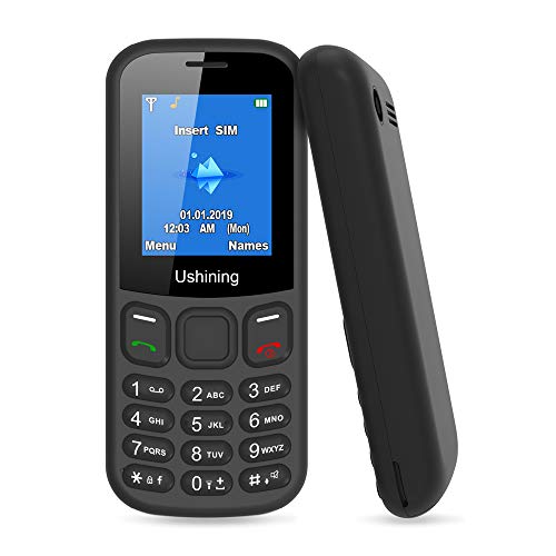 Product Cover Ushining GSM Feature Phone Unlocked Dual SIM Card 2G Easy to Use Mobile Phone with Torch GSM Unlocked Cell Phones for Kids T Mobile Carrier (Black)