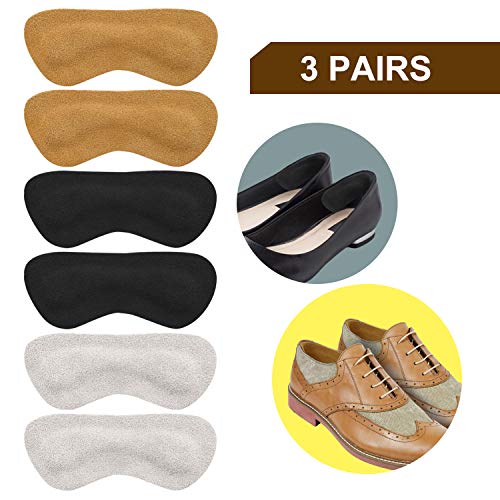 Product Cover Heel Grip Liner Insert for Shoes Too Big, Cushions Inserts, Shoe Filler Improved Shoe Fit and Comfort, Prevents Chafing and Blisters -3Pairs (Khaki, Black, Cream-Color)