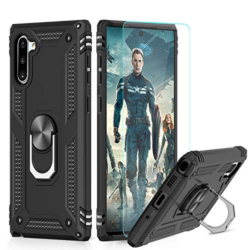 Product Cover Samsung Galaxy Note 10 Case with HD Screen Protector Ring Holder Kickstand, LeYi [Military Grade] Magnetic Car Mount Full Body Shockproof Cover Phone Case for Samsung Note 10, JSFS Black