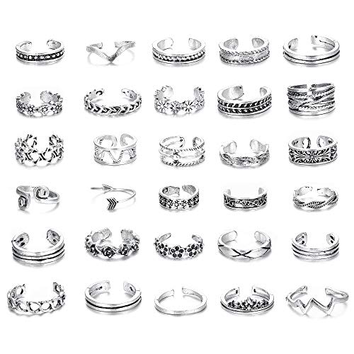 Product Cover Finrezio 30PCS Open Toe Rings Set for Women Girls Knuckle Ring Vintage Retro Finger Ring