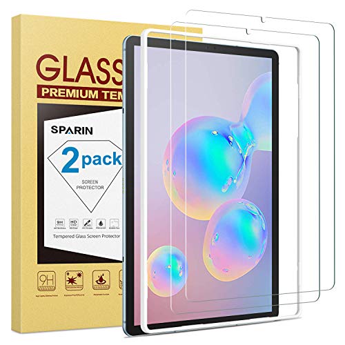 Product Cover Galaxy Tab S6 Screen protector, [2-pack] SPARIN 9H Hardness Tempered Glass Screen Protector for Samsung Galaxy Tab S6 10.5 Inch with S Pen Compatible, Bubbles-free