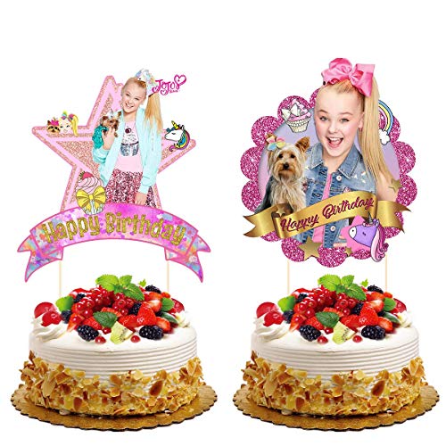 Product Cover 2 Pack Jojo Bow Cake Topper,Jojo Cupcake toppers Birthday Party Decoration for Kids