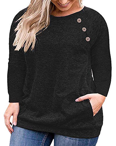 Product Cover VISLILY Women's Plus Size Tops Long Sleeve Buttons Casual Shirt with Pockets