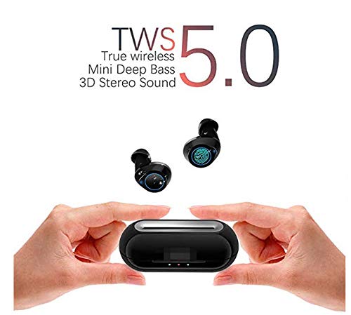 Product Cover Wireless Bluetooth Earbuds KUNGIX True Wireless Headphones, Bluetooth 5.0 3D Stereo Sound Touch Mini Noise Cancelling Earphones, Sweatproof Sports TWS Earbuds Built in Microphone for iPhone Android