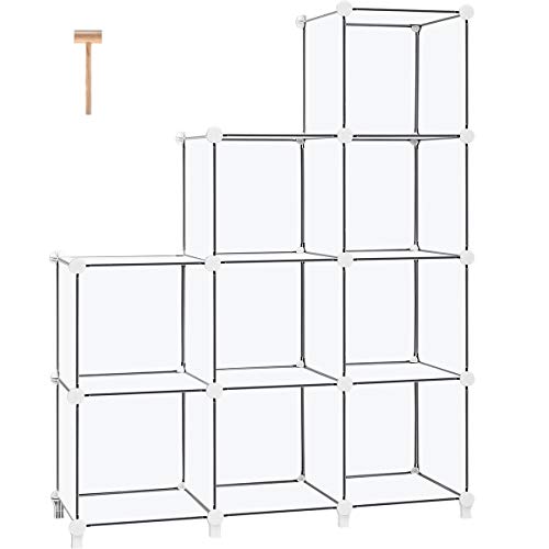 Product Cover TomCare Cube Storage 9-Cube Book Shelf Storage Shelves Cube Organizer Closet Organizer Shelves Plastic Bookshelf Bookcase DIY Closet Cabinet Organizers Shelving for Bedroom Office Living Room, White