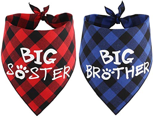 Product Cover JPB Big Brother Big Sister Dog Bandana Baby Pregnancy Announcement Gender Reveal Bandanas for Dogs