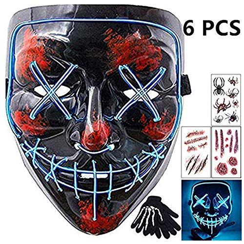 Product Cover Aynsv Halloween Mask LED Light Up Mask Scary Mask for Festival Cosplay Decoration (White)