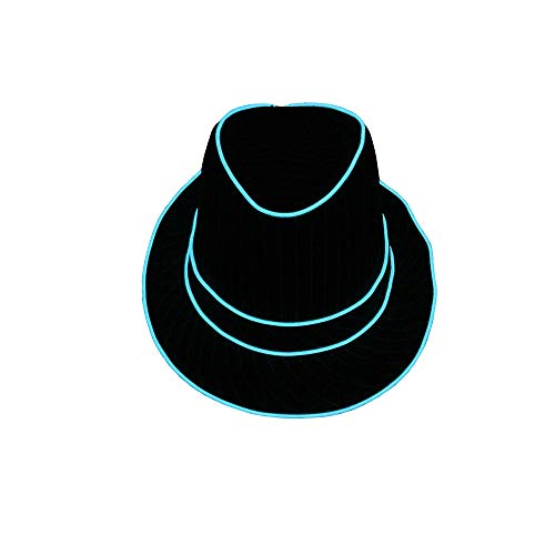 Product Cover Light Up Fedora Hat Ultral Bright LED Flashing Jazz Cap Hat for Concerts, Rave Festivals, Bars, Clubs, Electric Glow Run, LED Parties, Halloween, Costume Parties, Mardi Gras, Carnivals, Gifts Blue