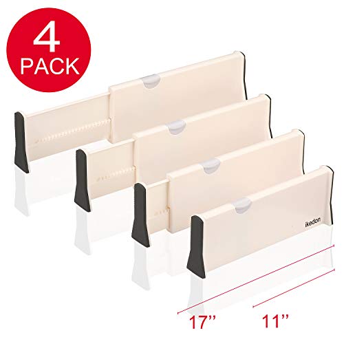 Product Cover ikedon Drawer Dividers, Adjustable Drawer Divider, Anti-Scratch Foam Edges Drawer Dividers Organizers for Bedroom, Bathroom, Closet, Clothing, Office, Kitchen Storage (4, 11-17