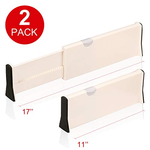 Product Cover ikedon Drawer Dividers, Adjustable Drawer Divider, Anti-Scratch Foam Edges Drawer Dividers Organizers for Bedroom, Bathroom, Closet, Clothing, Office, Kitchen Storage (2, 11-17