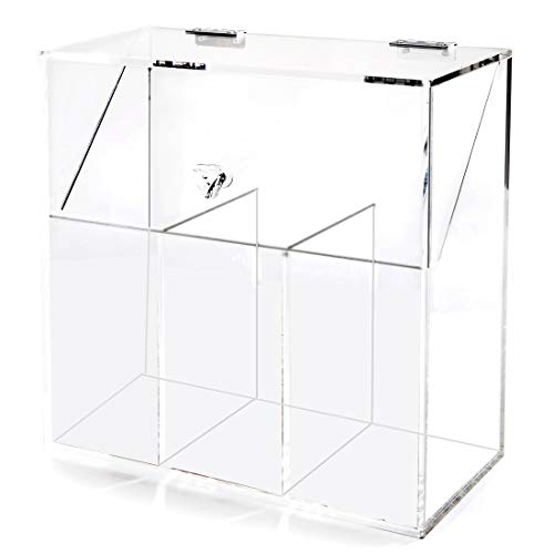 Product Cover Newslly Acrylic Clear Covered Makeup Brush Holder with Dustproof Lid，Makeup Organizer with 3 Compartments for Cosmetic Brush Storage