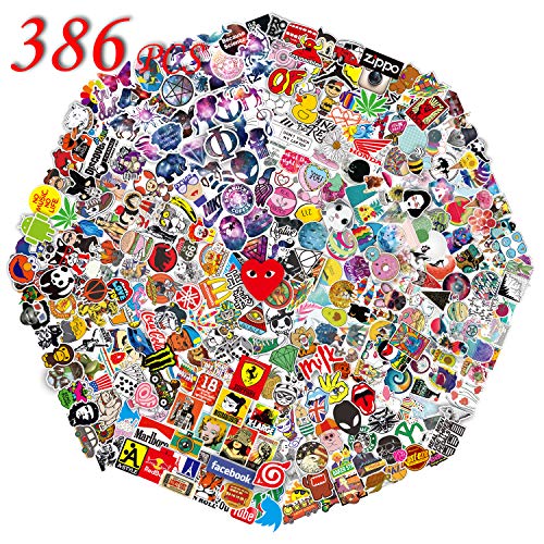 Product Cover QWDDECO Stickers (386-PCS) Cute Stickers for Water Bottles Hydroflasks Skateboard- Decal Stickers for Teens, Girls, Boys, Adults - Laptop Stickers - Vinyl Stickers Waterproof - Sticker Pack Not Random