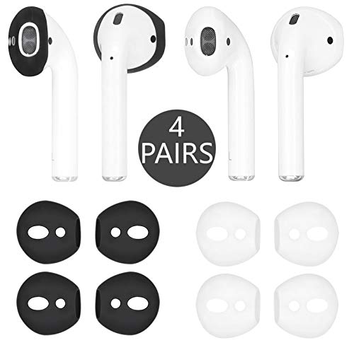 Product Cover IiEXCEL Fit in Case Eartips for AirPods, 4 Pairs Replacement Super Thin Slim Silicone Earbuds Ear Tips Covers Skin Accessories for Apple AirPods 1 AirPods 2 (Fit in Charging Case) Black White
