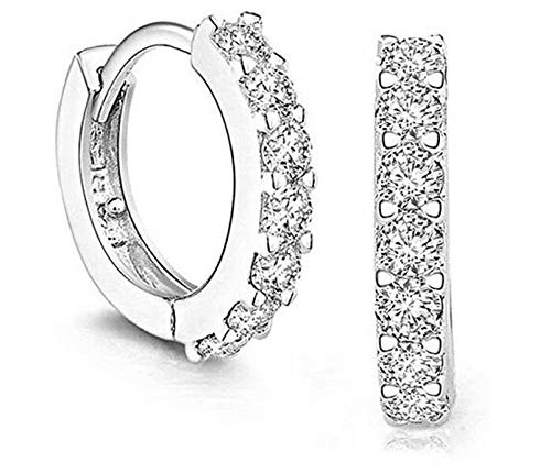 Product Cover Yevison Premium Quality Fashion Women's Rhinestone Silver Round Rings Hoop Stud Earrings Jewellery Gift