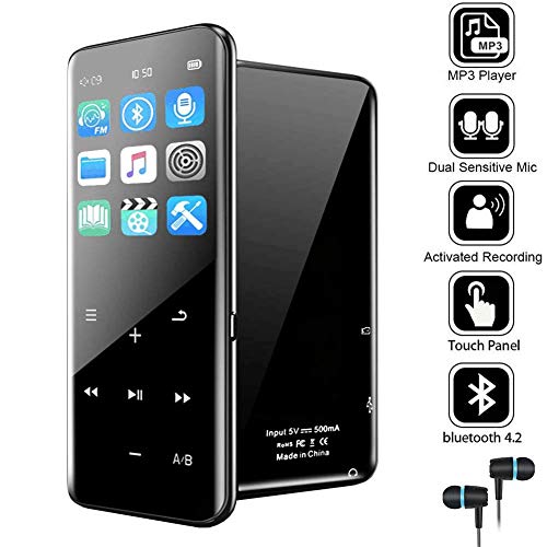 Product Cover MP3 Player with Bluetooth 4.2, Music MP3 Player with FM Radio and Speaker, 16GB HiFi Lossless Sound, Touch Button, Support up to 128GB with Earphone