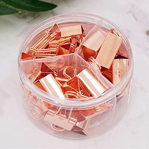 Product Cover Office Binder Clips Paper Clamps for Paper Supplies Assorted Sizes Set, Small-3/4 inch, Medium-1 inch, large-1-1/4 inch,Rose Gold