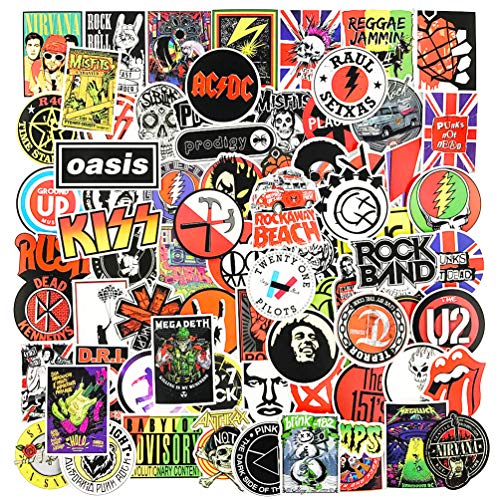 Product Cover Rock Roll Band Stickers and Decals 100pcs Punk Music Classic Laptop Suitcase Luggage Cars Guitar Skateboard Graffiti Decals