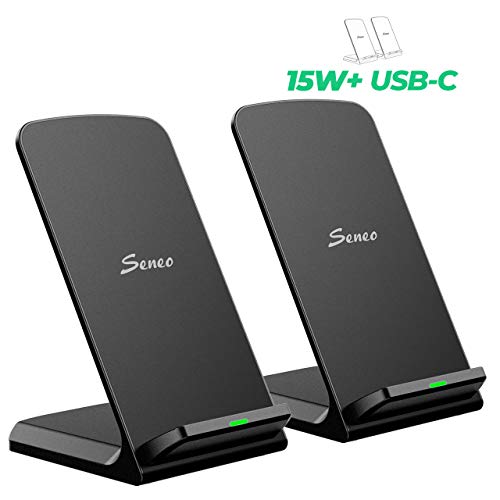 Product Cover 15W Wireless Charger, Seneo [2 Pack] Dual 7.5W Qi iPhone Wireless Charger for iPhone 11/11 Pro MAX/XR/XS/XS MAX/X/8/8P, 10W for Galaxy Note10/Note9/Note8/S10/S9/S8, 15W for LG V30/V40 (No Adapter)
