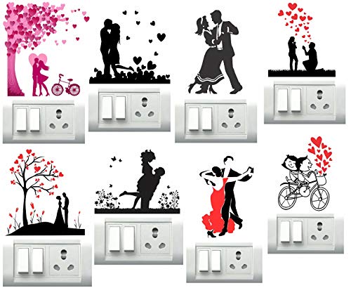 Product Cover Decor Villa Couples Switch Board & Wall Sticker (PVC Vinyl,Size- 30 cm x 30 cm)-Set of 8