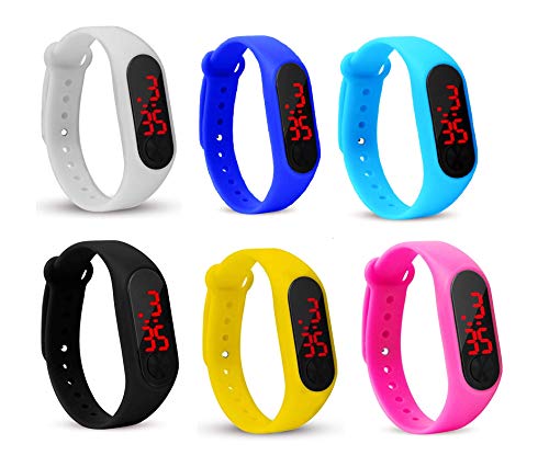 Product Cover Style Keepers New Arrival Latest Collection of Digital Watch for Boys and Girls - Black\White\Pink\Sky-Blue\Yellow\Blue- Combo of 6 Watch