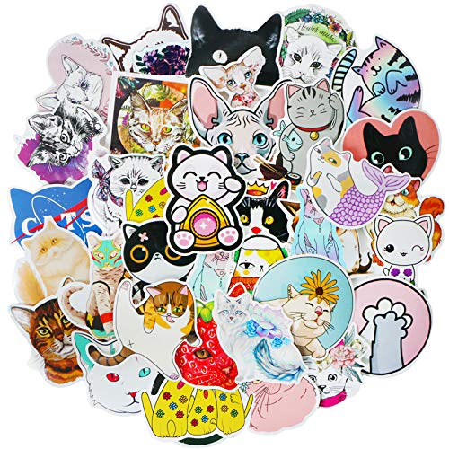 Product Cover YAMIOW 50 pcs Cute Waterproof Vinyl Stickers for Skateboard Guitar Laptop Table Car Suitcase Luggage Decal Graffiti Stickers (50 pcs for cat Style)