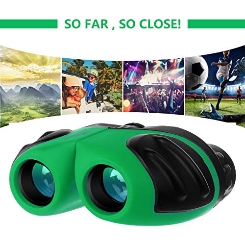 Product Cover Gifts for Boys Age 5-10, Compact Shockproof Binocular for Kids Toys for 4-7 Year Old Boys Birthday Present for Kids 8x21 Green