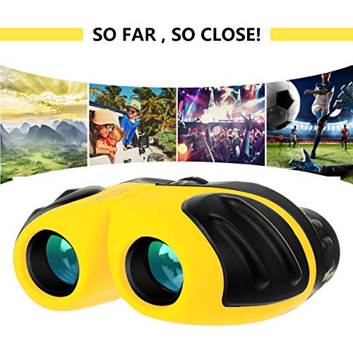 Product Cover Gifts for 5 6 7 8 Year Old Girls, Compact Shockproof Binocular for Kids Toys for Boys Girls Age 4-10 Birthday Present for Kids 8x21 Yellow