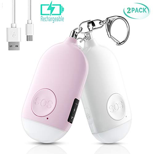 Product Cover Safesound Personal Alarm Siren Song 2 Pack - 130dB Self Defense Alarm Keychain Emergency LED Flashlight with USB Rechargerable - Security Personal Protection Devices for Women Girl Kid Elderly