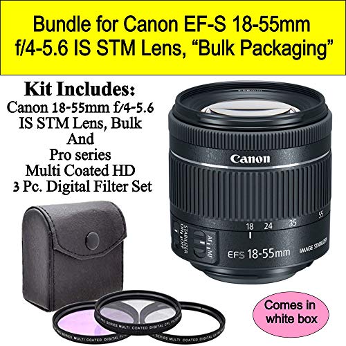 Product Cover Bundle for Canon EF-S 18-55mm f/4-5.6 is STM Lens (White-Box)
