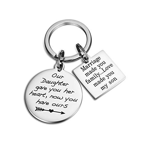 Product Cover CJ&M Son in Law Gift-Future Son Gift-Son in Law Keychain-Wedding Gift for Son in Law-Groom Gift- Gift-from Mother in Law-Our Daughter Picked You