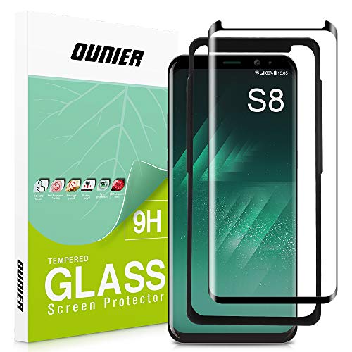 Product Cover OUNIER Galaxy S8 Tempered Glass Screen Protector 3D Curved [Easy Installation] [Case-Friendly] Update Version, Samsung S8 Screen Protector with Installation Tray for Galaxy S8