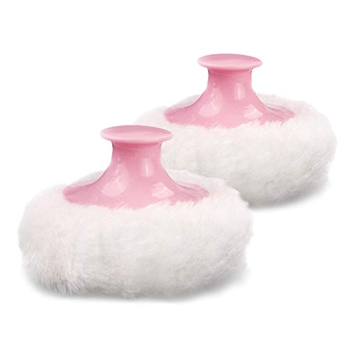 Product Cover Fluffy Powder Puff, Baby Body Cosmetic Powder Puff, Baby Soft Face Body Powder Puff With Hand Holder, Set of 2 (Blue) (Body Powder Puff(Pink))