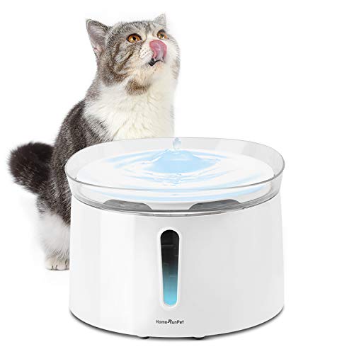 Product Cover HomeRunPet Cat Water Fountain Automatic Dog Water Dispenser, 68oz/2L Ultra Quiet Indoor Pet Fountain with Intelligent Auto Power Off Pump and LED Light