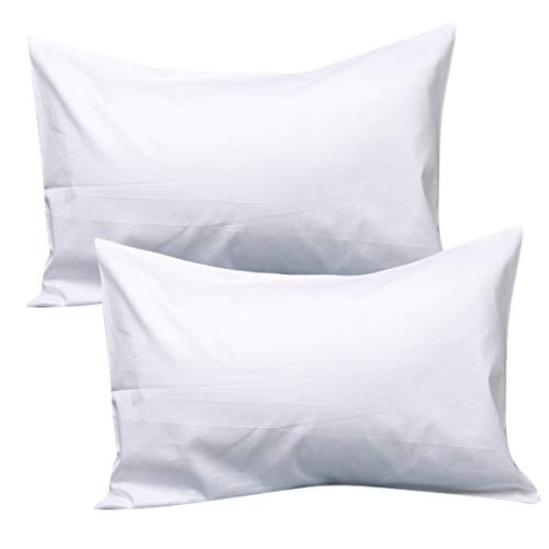 Product Cover UOMNY Kids Toddler Pillowcases 100% Natural Cotton Travel Pillowcase Cover with Envelope Closure 2 Pcs 14x20- Fits Pillows Sized 12x16,13x18 or 14x19,Machine Washable White Kids' Pillowcases