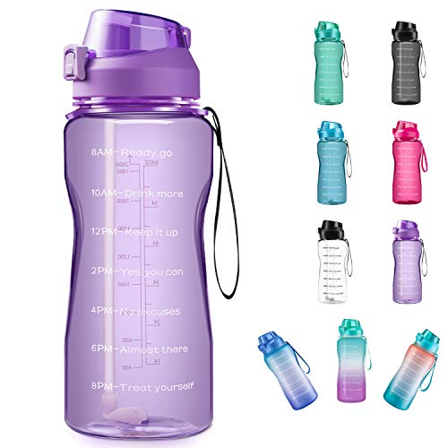 Product Cover 4AMinLA Motivational Water Bottle 2.2L/64oz Half Gallon Jug with Straw and Time Marker Large Capacity Leakproof BPA Free Fitness Sports Water Bottle