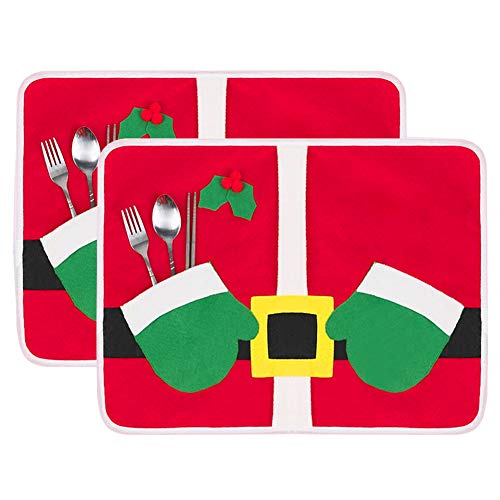 Product Cover HANSGO Christmas Placemats Set, 2PCS Christmas Coasters Placemats Winter Holiday Placemat