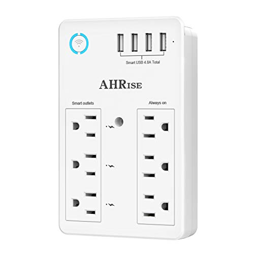 Product Cover Smart Plug, USB Wall Charger, AHRISE WiFi Surge Protector with 4 USB Ports(4.8A/24W Total), 6-Outlet Extender(3 Smart Outlets), Compatible with Alexa Google Assistant for Voice Control
