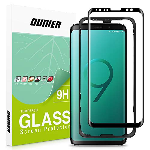 Product Cover OUNIER 3D Galaxy S9 Tempered Glass Screen Protector [Easy Installation] [Case-Friendly] Update Version, Samsung S9 Screen Protector with Installation Tray for Galaxy S9