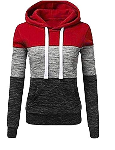 Product Cover UpBeauty Women Sweatshirt Patchwork Long Sleeve Hooded Pullover with Front Pocket Casual Fashion Hoodies